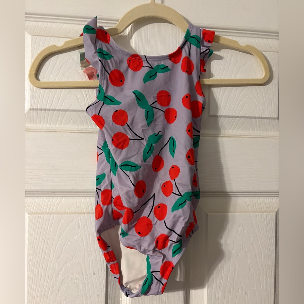 Hanna Andersson Kids Toddler Cherry Colorful Fruit Print One Piece Swimsuit Sz 4